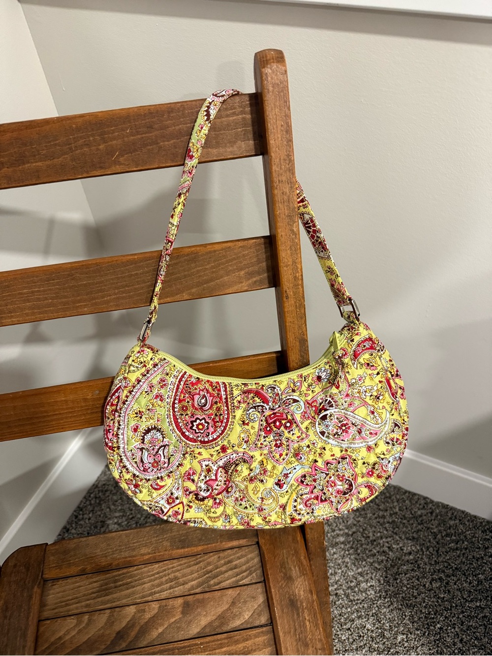 Vera Bradley 100% Silk Paisley Shoulder Bag – Yellow Floral